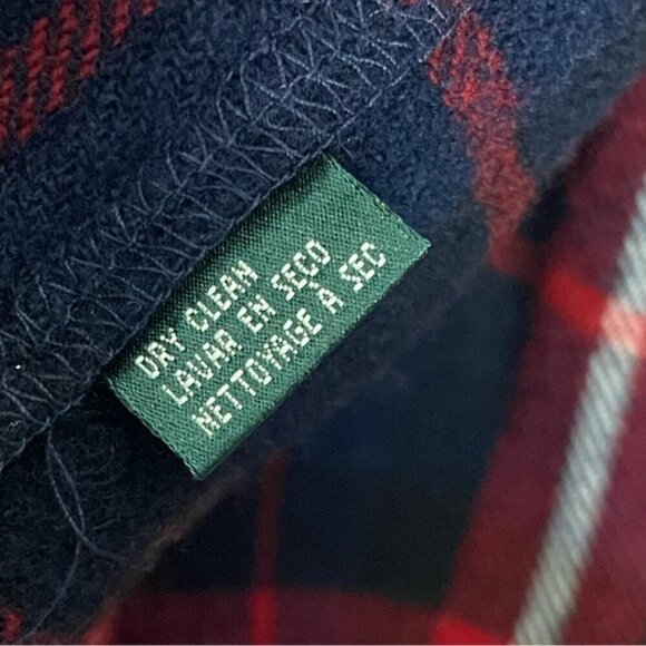 Lauren Ralph Lauren 100% Pure Wool Full Zip Jacket Navy Red plaid Women's Small - Picture 7 of 10